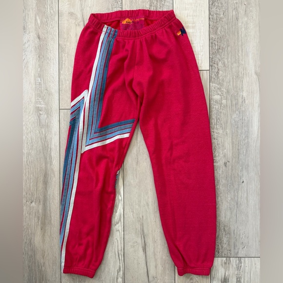 Aviator Nation Pants - ✨Rare- Aviator Nation Blaze 4 blue ombré asymmetrical stripe joggers size small